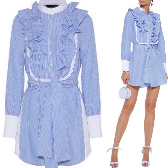 Marissa Webb ruffle striped blue sleeve dress - Picture 7 of 7